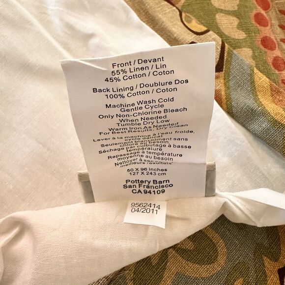 POTTERY BARN SIMONE Palampore Curtains 2 Panels Floral Linen Blend 50 x 96 Lined - Picture 8 of 11